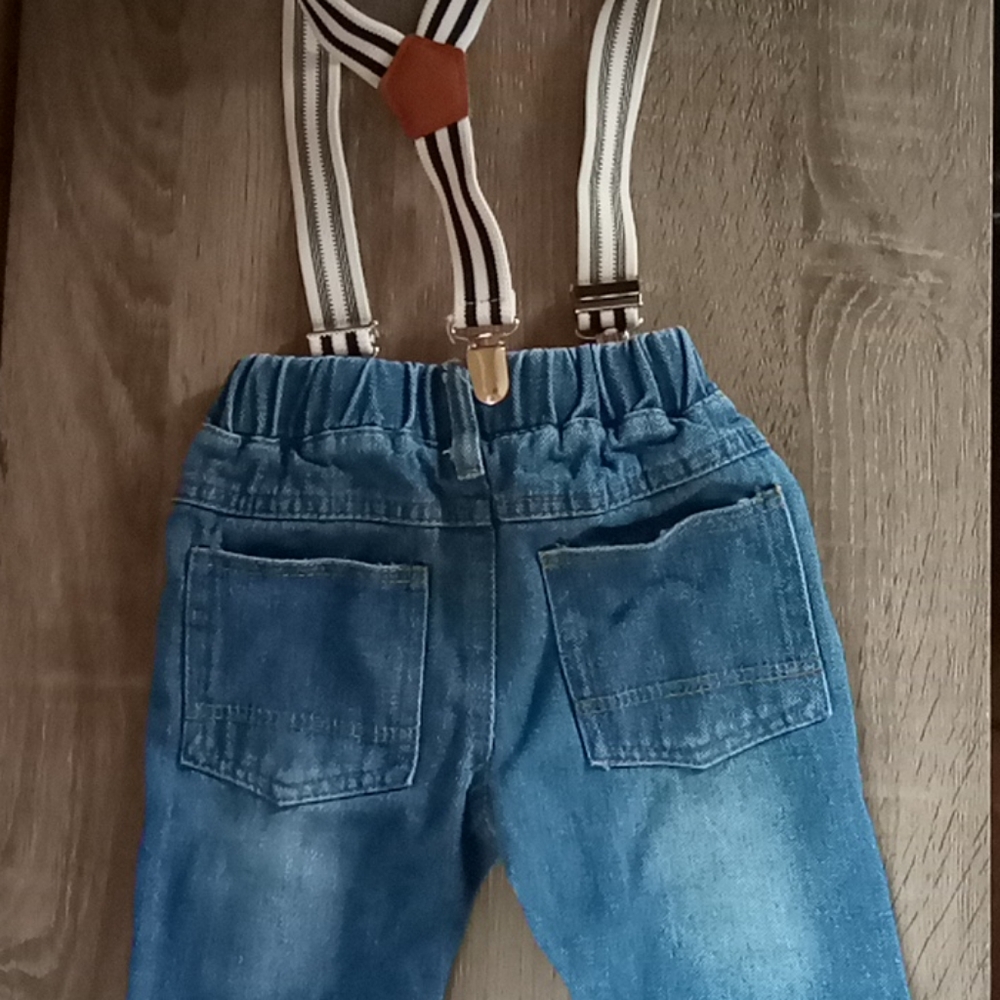 12-18M Boy Toddler Jeans with Suspenders